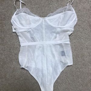 AFRM CORIN POWER MESH WHITE BODYSUIT XS